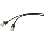 Renkforce RF-4538186 RJ45 sieťové káble, prepojovacie káble CAT 8.1 F/FTP 0.50 m čierna extrémne tenký, pozlátené kontakty 1 ks; RF-4538186