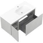 MEXEN/S - Rivel kúpeľňová skrinka 100 cm s umývadlom Vela pravá, 1S, 1D, reliéf, šedá mat/biela mat 91A23-10047-3-BBFF62-W23P01