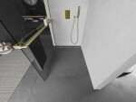 MEXEN/S - Kioto+ Sprchová zástena s poličkou WALK-IN 80 x 200, transparent, zlatá kartáčovaná 800-080-121-55-00