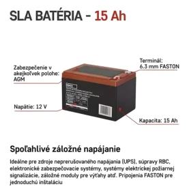 Emos Bezúdržbový olovený akumulátor 12 V (B9656V) / 12 Ah / Faston 6,3 mm (B9656V)