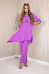 Súprava blúzka + nohavice s fialovým príveskom UNI