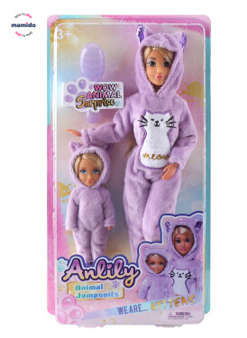 Mamido Mamido Bábika maminka s dcérou vo overale fialová