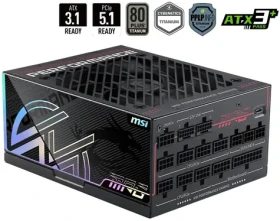 MSI MPG Ai1300TS PCIE5 / Zdroj / ATX3.1 / 1300W / 80PLUS Titanium / Aktívne PFC / modulárne (306-7ZPUB11-CE0)