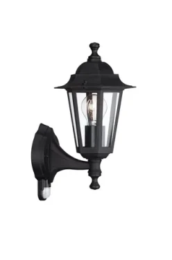Philips Peking 60W čierna / Vonkajšia nástenná lampa s čidlom / E27 / IP44 / bez zdroja (SKL000389141)