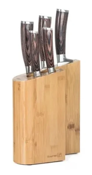 G21 Gourmet Timber / Sada kuchynských nožov / 5 ks / bambusový blok (G21GNAT5_UBL)