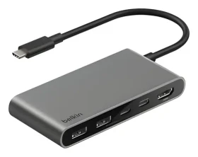Belkin CONNECT AVC022 sivá / USB-C hub / 5v1 / 2x USB-C Port (AVC022HQSGY)