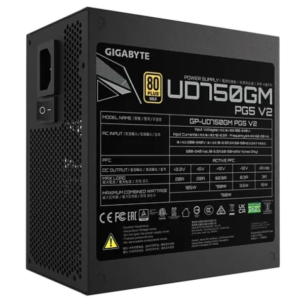GIGABYTE UD750GM PG5 V2 / Zdroj / 750W / ATX 3.1 / modulárny / 80PLUS Gold (GP-UD750GM PG5 V2)