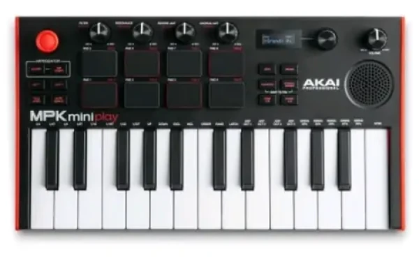AKAI MPK Mini Play MK3 Ovládacia klávesnica Pad kontrolér MIDI USB čierno-červená (MPKMINIPLAYMK3)