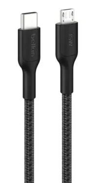 Belkin CAB026hq1MBK čierna / Dátový kábel / USB-C - Micro-USB / opletený / 1 m (CAB026HQ1MBK)