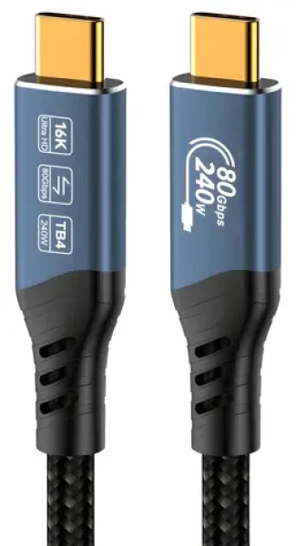 PremiumCord USB4 Ver. 2.0 80Gbps 240W 1,2m / Kábel USB4 / Thunderbolt 3/4 (ku4ca12)