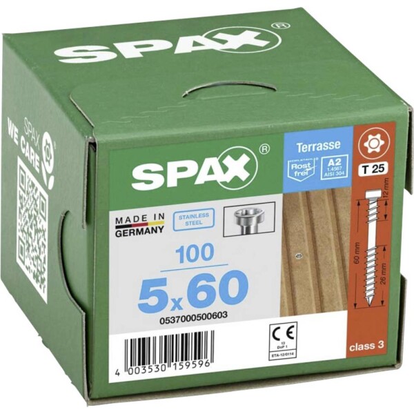 SPAX R 88192 Zylinderkopf T-STAR 0537000500603 skrutka do dreva 5 mm 60 mm T-STAR plus nerezová ocel A2 100 ks; 0537000500603