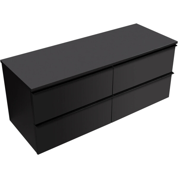 CERANO - Kúpeľňová skrinka Velora - čierna matná, úchytka čierna + doska pod umývadlo Navira Slim - 18 mm - 120x54,8x46,5 CER-664759
