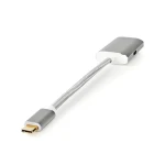 Nedis USB-C - DisplayPort a USB-C strieborná / Adaptér / USB 3.2 Gen 1 / PD / 4K 60Hz / 0,2 m / Opletený (CCTB64480AL02)