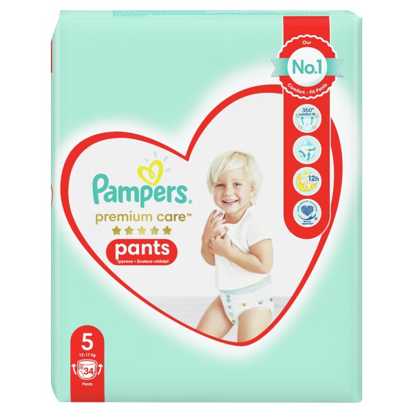 Pampers Pants Premium Care Value Pack Junior (34 ks) / Plienkové nohavičky / Veľkosť 5 (12-17 kg) (8001090759870)