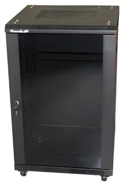 Xtendlan 27U/600x600 stojanový čierny / Rozvádzač / 19" / sklenené dvere / plný chrbát (ECO-27U-66-BLACK)