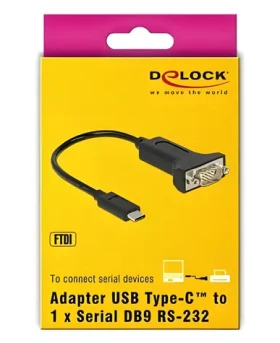 DeLock USB Type-C na Sériový DB9 RS-232 / Adaptér / 0,15 m (63908)