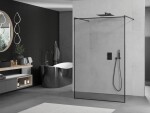 MEXEN/S - KIOTO Sprchová zástena WALK-IN voľne stojaca 110 x 200, transparent/čierna vzor 8 mm, čierna 800-110-002-70-70