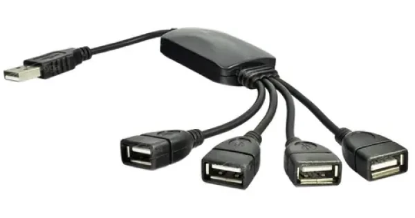 Akyga USB Hub čierna / USB hub / 4 porty / USB 2.0 / kábel 15 cm (AK-AD-13)