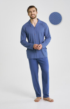 Taro Darek 3483 long/r M-2XL Z25/26 pánske pyžamo bez gombíkov džínovina XL