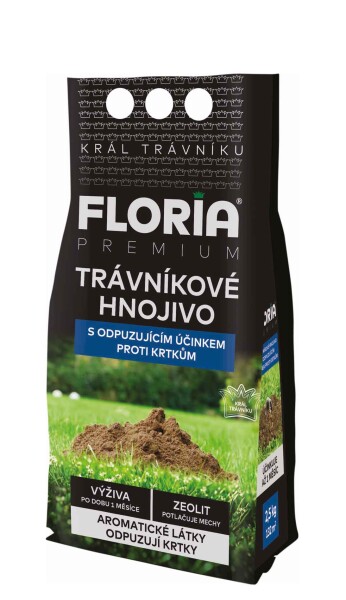 AGRO FLORIA PREMIUM Trávnikové hnojivo s účinkom proti krtkom 2,5 kg