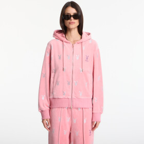Mikina Playboy x FTSHP Girls Velvet Hoodie Pink L