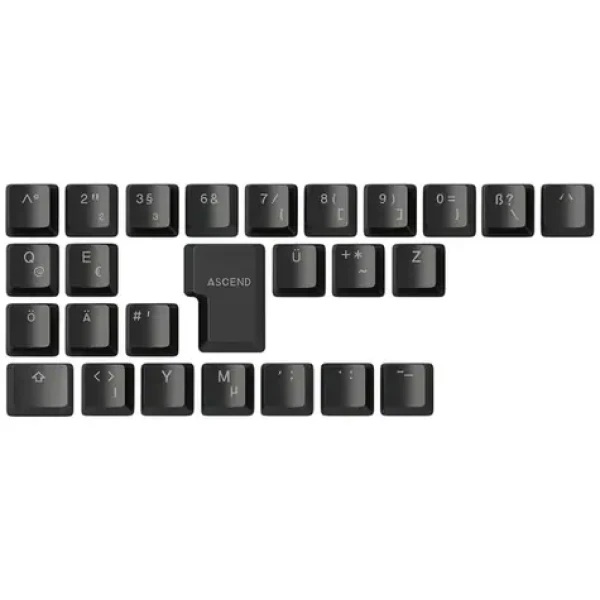 Glorious vymeniteľné klávesy GMMK ABS Doubleshot V2 (ISO DE) čierna / ABS / 26 ks / ISO DE layout / Cherry MX(+) (GLO-KC-ABS-DEKIT-B)
