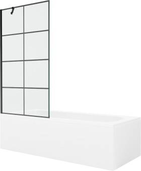 MEXEN/S - Vega obdĺžniková vaňa 170 x 70 cm s panelom + vaňová zástena 90, čierna vzor 550117077X9509007077