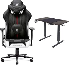Diablo Chairs X-PLAYER 2.0 Normal Size Czarno-biały + EGON 1100 Orzechowe 110 cmx60 cm