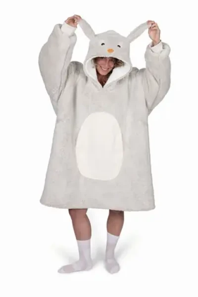 Cozy Noxxiez CH361 Králik - hrejivá televízna mikinová deka s kapucňou pre teenagerov a dospelých (20-CH361)