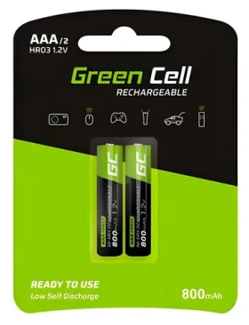 Green Cell Nabíjacie batérie AAA HR03 / Batéria / NiMH / 1,2 V / 800mAh / 2 ks (GR08)
