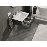 MEXEN/S - Rivel kúpeľňová skrinka 70 cm s umývadlom Otis, 1 šuplík, reliéf, grafit mat/biela mat 91A20-07023-1-BF66-W18M01