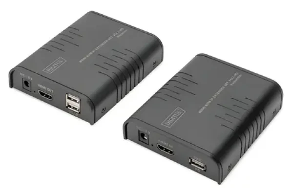 Digitus HDMI KVM IP Extender Set čierna / HDMI extender / KVM / Cat5e / 120 m / Full HD 60Hz (DS-55529)