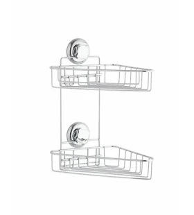 Compactor Bestlock Dvojitá rohová polička do kúpeľne chróm / bez vŕtania (RAN4686)