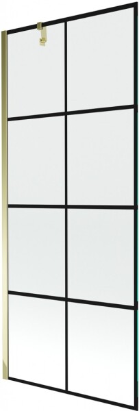 MEXEN/S - Next vaňová zástena FIX 80x150, čierny dekor, zlato 895-080-000-00-77-50