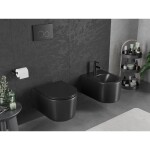 MEXEN/S - Sofia Závesná WC misa Rimless Tornado vrátane sedátka s slow slim, duroplast, čierna mat 30541085T