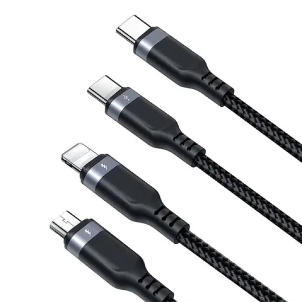 Joyroom S-A18 3in1 kábel USB-A - Lightning / USB-C / micro-USB 1.2m čierna (6956116708986)
