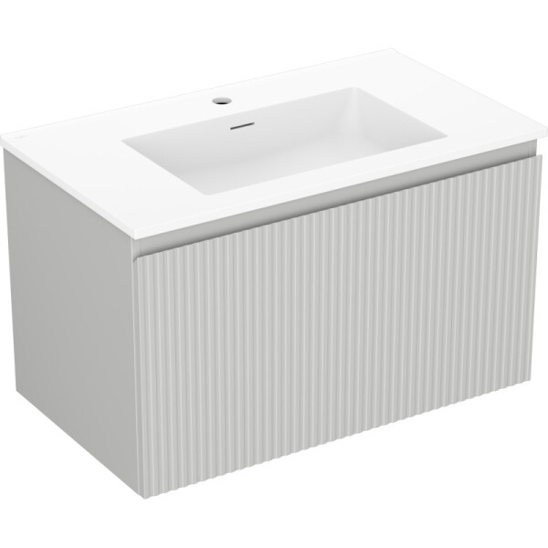 MEXEN/S - Rivel kúpeľňová skrinka 80 cm s umývadlom Otis, 1 šuplík, reliéf, šedá mat/biela mat 91A20-08047-1-BF62-W18M01