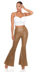 Sexy Faux Leather Flared Pants CAPPUCCINO