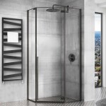 REA - Sprchový kút Diamond 90x90 čierny matný REA-K5622