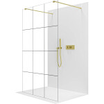 CERANO - Sprchová zástena Walk-in Onyx Duo Ľ/P - 8 mm - hranatá vzpera - zlatá, industriálne sklo - 90x200 CER-8050BD1830
