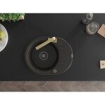 MEXEN/S MEXEN/S - Kevin granitový drez s odkvapkávačom vrátane batérie Rita, čierna/zlatá metalik 6517-75-670300-50-B