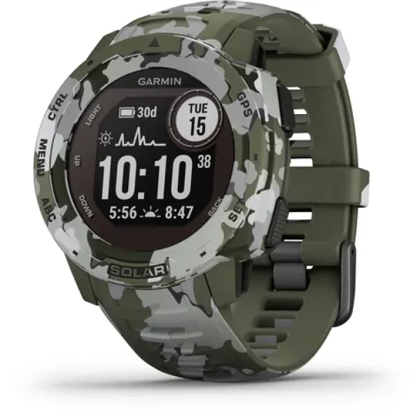 Garmin Instinct Solar Camo Lichen / inteligentné hodinky / GPS / BT / meranie dennej aktivity / 10 ATM / solárne dobíjanie (010-02293-06)