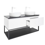 Kúpeľňová skrinka so žulovou krycou doskou SAT B-Way 119x30x45 cm biela lesk BWAY120WZUBF BWAY120WZUBF