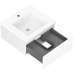 MEXEN/S - Rivel kúpeľňová skrinka 50 cm s umývadlom Otis, 1 šuplík, reliéf, biela mat 91A20-05023-1-BF01-W18M01
