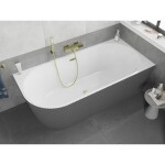 MEXEN/S - Silo voľne stojaca rohová vaňa pravá reliéf 170 x 80, biela/sivá, sifón a prepad zlatá kartáčovaná 52891708062P-55