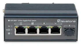LevelOne IGP-0501 / Priemyselný switch / 4X GbE PoE+ / 1x SFP / 240W / Neriadený / Kov (IGP-0501)