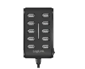 LogiLink čierna / USB hub / 10x USB-A 2.0 / 480 Mb / s / napájací adaptér (UA0125)