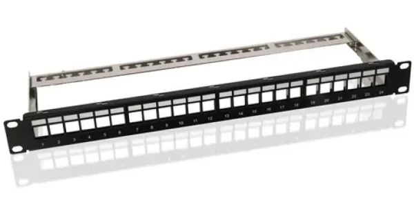 MicroConnect Prázdny patch panel CAT6 24 portov pre 1U rack 19" čierna (PP-027)