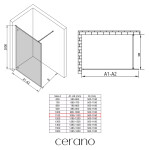 CERANO - Sprchová zástena Walk-in Moreli Ľ/P - 8 mm - čierna matná, transparentné sklo - 110x200 CER-417617