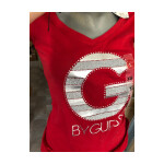 G by GUESS tričko Bessie Logo Tee červené XS Čierna